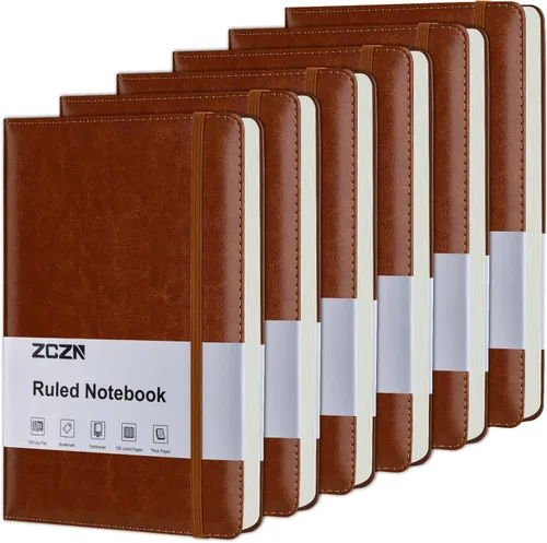 Miniatura 9 de ZCZN Cuadernos de Diario Forrados para Trabajo, 14x21 cm, 192 Páginas, Cuadernos de Cuero de Tapa Dura A5 para Escritura, Diario y Viaje, Cuadernos