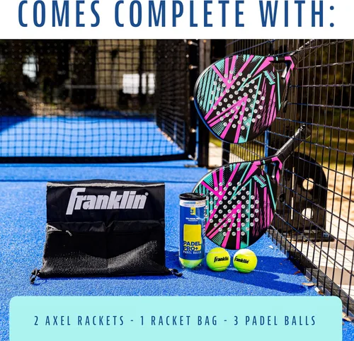 Miniatura 2 de Franklin Sports - Axel Padel Set - 2 Fiberglass Padel Rackets with Foam Core, Balls, & Carrying Case and Replacement Balls