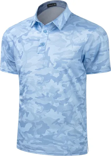 Miniatura 107 de TAPULCO Camisetas tipo polo de secado rápido para hombre, diseño de camuflaje, atléticas, ligeras, transpirables, casuales, para golf