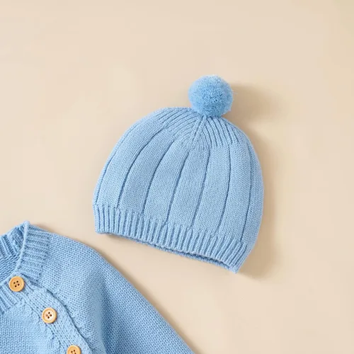 Miniatura 4 de Ursobutegl Conjunto de suéter de punto para bebé recién nacido con suéter de manga larga con gorro cálido