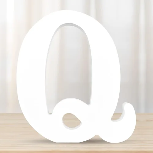 Miniatura 10 de Letras de madera blancas 3D de 6 pulgadas, letra de pared del alfabeto de madera para decoración de pared, manualidades de madera, letras de pie