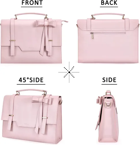 Miniatura 5 de ECOSUSI Bolso de mensajero para portátil para mujer, maletín de 15,6 pulgadas para portátil Rosa