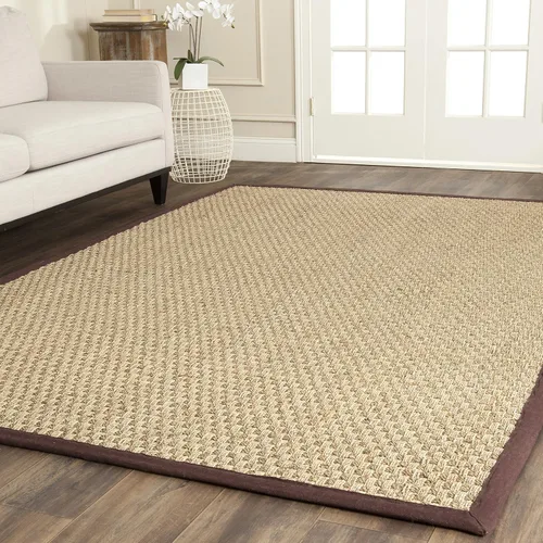 Miniatura 121 de Safavieh Natural Fiber NF114P - Alfombra redonda de hierba marina, tejido de canasta, con borde, de 244 cm, color gris Natural/ gris