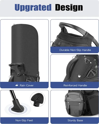 Miniatura 5 de Findway Bolsa de golf de 14 vías [espacio generoso mejorado] Bolsa de golf ligera con soporte, bolsa de golf duradera con doble correa acolchada