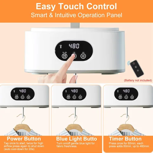 Miniatura 7 de Secador de Ropa Portátil, Secado Rápido y Silencioso - Mini Secadora Eléctrica para Ropa y Lavandería para Apartamento, Viaje y RV, con Temporizador