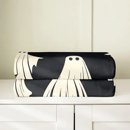 Miniatura 4 de Manta mullida de fantasmas de Halloween para niños, manta de franela con estampado de fantasmas de Halloween, manta de forro polar para todas
