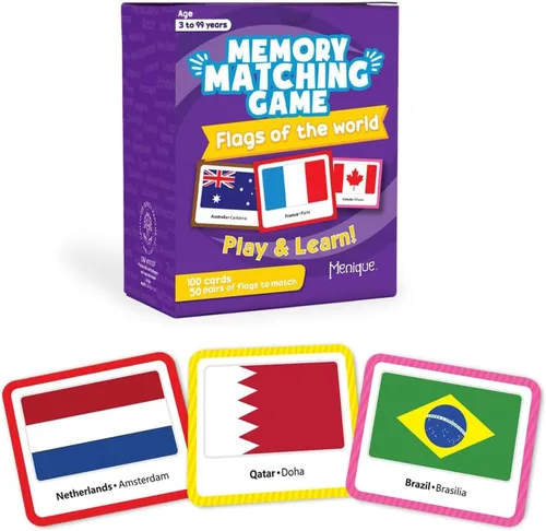 Miniatura 15 de Menique Flags of The Americas Juego de Memoria de Banderas de las Américas – Edición en Español – 70 Tarjetas (35 Parejas) con Banderas, Países