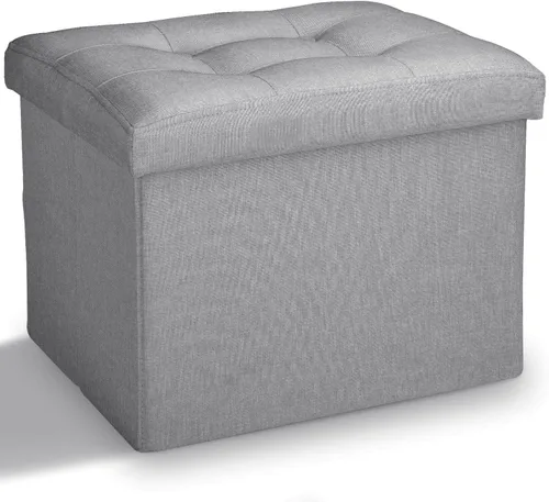 Miniatura 12 de LINMAGCO Taburete otomano plegable de almacenamiento, reposapiés de terciopelo con acolchado moderno otomano con almacenamiento para sala de estar