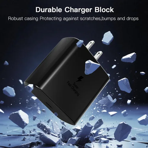 Miniatura 4 de Bloque de carga súper rápido Samsung de 45 W, paquete de 2 bloques de carga rápida tipo C con cable de carga USB C de 3 pies