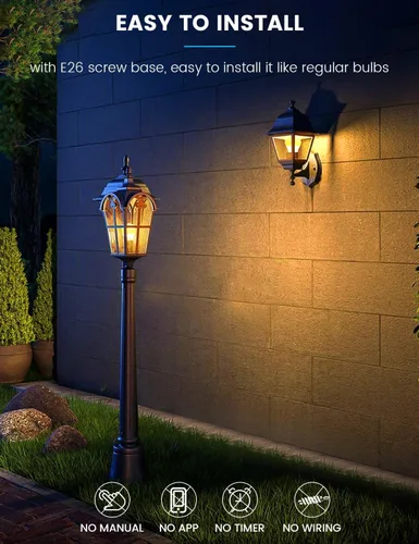 Miniatura 5 de Torkase Bombillas LED para exteriores del anochecer al amanecer, no requiere temporizador, 13 W (equivalente a 100 W), 3000 K, blanco cálido, E26 A19
