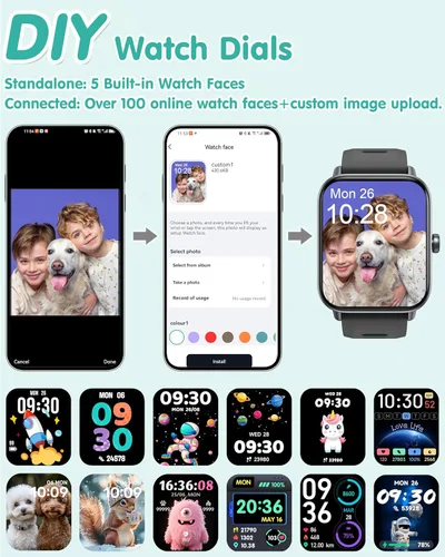 Miniatura 7 de Reloj inteligente para niños, reloj para niños sin necesidad de teléfono con monitor de frecuencia cardíaca y sueño, monitor de estrés y SpO2