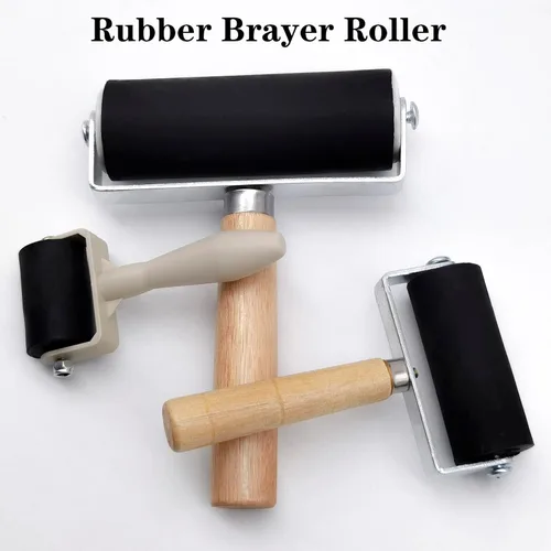 Miniatura 4 de Paquete de 4 rodillos de goma – Rodillos Brayer con 3 tamaños para manualidades Rodillos de perforación para impresión, brocha de pintura, aplicador