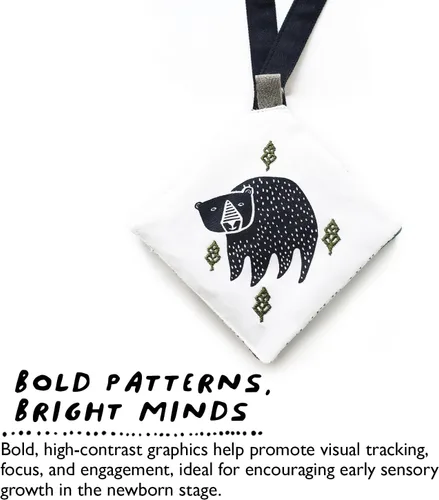 Miniatura 6 de Wee Gallery Woodland Animals Crinkle Pages - Juguete para cochecito de bebé, juguete sensorial colgante arrugado con espejo para bebés, arte animal