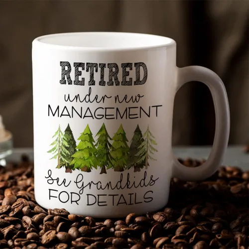Miniatura 6 de Fatbaby Regalos de jubilación para hombres, jubilados bajo nueva gestión, taza de café con texto en inglés "See Grandkids For Details", taza de café