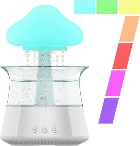 Miniatura 2 de Rain Cloud Humidificador de goteo de agua, difusor de aroma de hongos, difusor de aceite esencial, difusor de aromaterapia de ruido blanco de 10.8