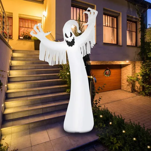 Tangkula Fantasma inflable de Halloween de 12 pies, decoración de fantasma de Halloween con soplador y luces LED, decoración de fiesta de fantasma