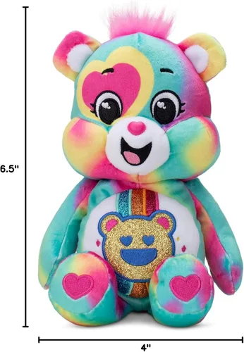 Miniatura 9 de Care Bears Oso Good Vibes con Purpurina de 9" - Tie-Dye Multicolor, ¡Hecho de Materiales Reciclados! – Bueno para Niñas y Niños, Coleccionistas