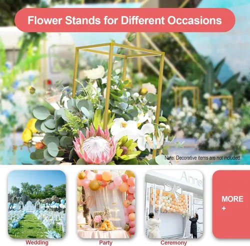 Miniatura 6 de LOYALHEARTDY 2 piezas de 31.5/39.4 pulgadas de alto para flores de boda, soporte de metal para florero de piso, columna de metal, soportes de flores