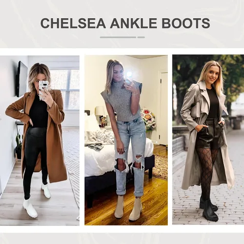 Miniatura 2 de Vepose Botines con suela de lengüeta 936 para mujer, plataforma Chelseatacón grueso con cordones
