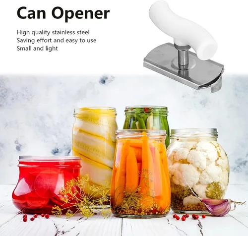 Miniatura 4 de Abrelatas de acero inoxidable, abrebotellas manual portátil, abridor de latas de alta resistencia con mango ergonómico para cocina, restaurante