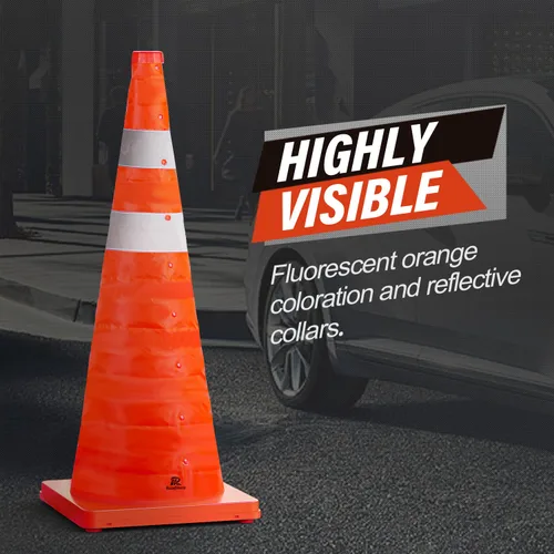 Miniatura 8 de RoadHero 28 Pulgadas 1 Paquete Conos de Tráfico Plegables de Seguridad, Conos Emergentes Multipropósito con Collar Reflectante para Seguridad