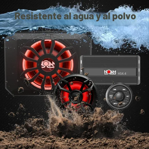 Miniatura 3 de NOAM NUTV5-S Quad PRO - Kit de sistema estéreo marino ATV/carrito de golf/UTV, con 4 altavoces de torre de luz LED impermeables, subwoofer
