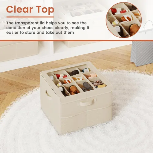 Miniatura 4 de PHINOX Organizador de zapatos para armario, se adapta a 16-32 pares, caja de almacenamiento de zapatos