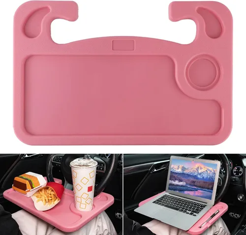 Miniatura 9 de JUSTTOP Escritorio de Volante de Coche para Laptop, Accesorios Multiusos de Coche para Viajes, Bandejas de Soporte de Asiento de Coche para Comer