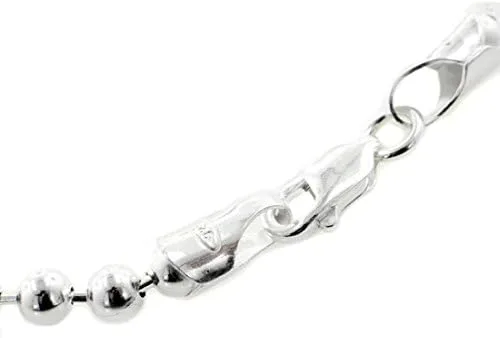 Miniatura 2 de 5mm Sterling Silver Bead or Ball Chain Necklace Made in Italy(Lengths 16",18",20",24",30")