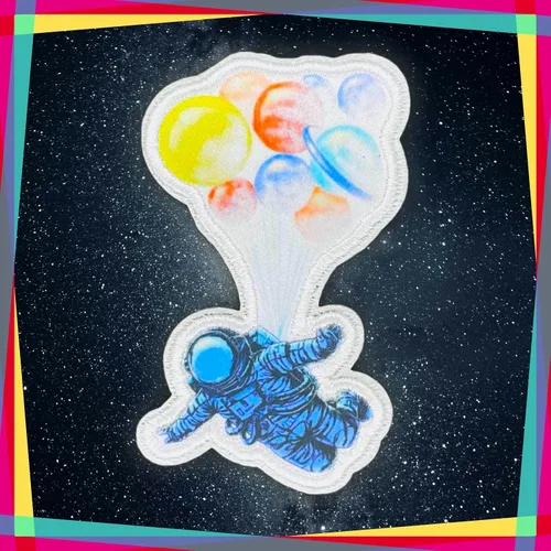 Miniatura 3 de Parches de astronauta para planchar, parches de jeans espaciales para planchar, hombrecito espacial volador con globos bordados, parches