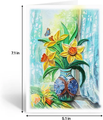 Miniatura 8 de KingKraft Tarjeta de felicitación de flores de narcisos, tarjeta de felicitación hecha a mano para todas las ocasiones, tarjeta de cumpleaños