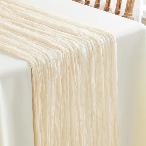 Reyke Paquete de 1 camino de mesa de gasa beige para fiesta, camino de mesa de gasa beige de 10 pies, 35 x 120 pulgadas, paño de queso rústico