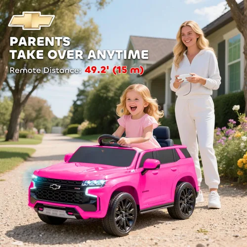 Miniatura 10 de Aosom - Automóvil de paseo con licencia Chevrolet Tahoe, juguete eléctrico con batería de 12 V y 7 AH, con control remoto para padres, luces LED