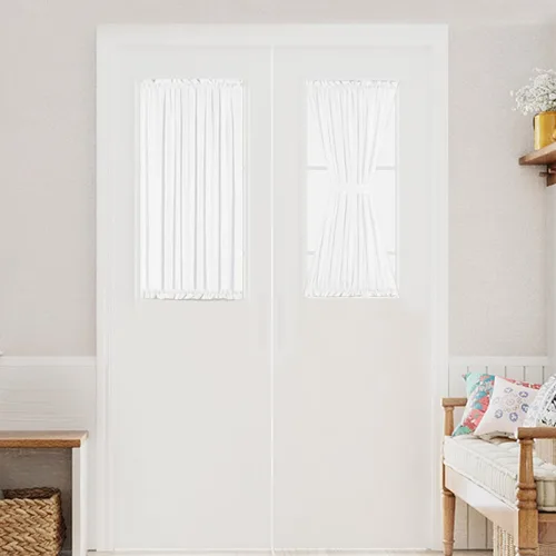 Miniatura 28 de Turquoize Elegantes cortinas de lino para puerta francesa, paneles de cortina de filtrado de luz, panel de lino con bolsillo para barra, panel
