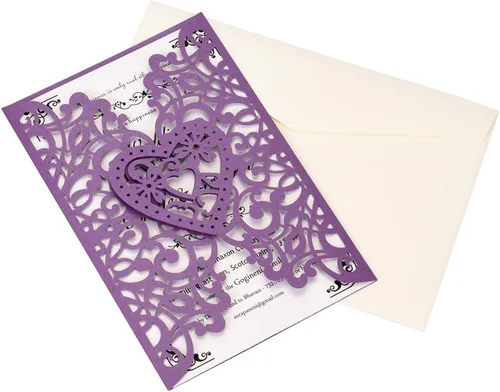 Miniatura 4 de FOMTOR Kit de invitaciones de boda cortadas con láser, 50 paquetes de invitaciones de boda cortadas con láser con tarjetas imprimibles en blanco