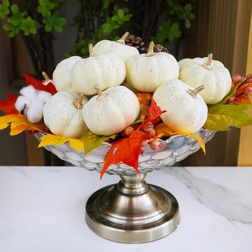 Miniatura 4 de Winlyn 12 calabazas artificiales pequeñas, calabazas decorativas de espuma, para cosecha de otoño, boda, baby shower, Acción de Gracias, Halloween