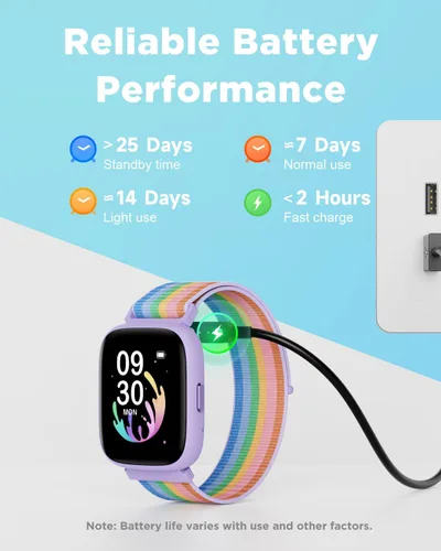 Miniatura 7 de BIGGERFIVE Reloj inteligente para niños, reloj de seguimiento de actividad física de 1.8 pulgadas, podómetro, frecuencia cardíaca, monitor de sueño