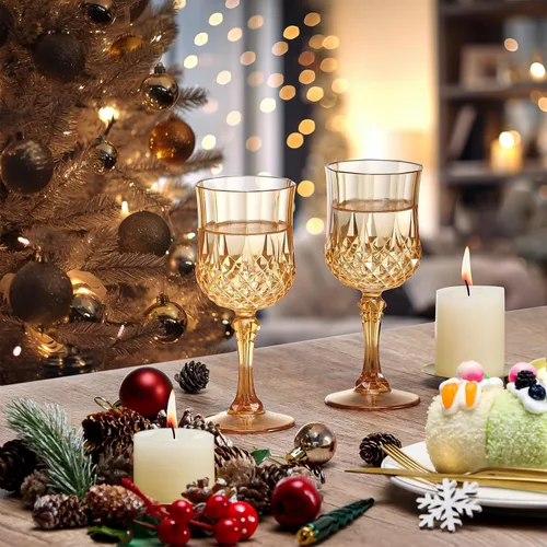 Miniatura 5 de XUWAIDSGN 48 Pcs Copas de Vino Vintage de Plástico de 7oz Vasos para Beber Vasos Irrompibles Cristalería para Bodas Copas de Agua de Cristal Goblets