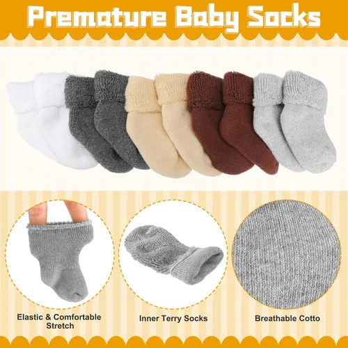 Miniatura 13 de Janmercy 20 Pair Preemie Socks Baby Boy Girls Newborn Premature Terry Cotton Socks for Unisex Baby