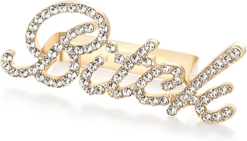 Miniatura 8 de Anillo de pirámide de aleación punk con diamantes de imitación, rapero hip hop, labios rojos, bisutería, tamaño de 2 dedos