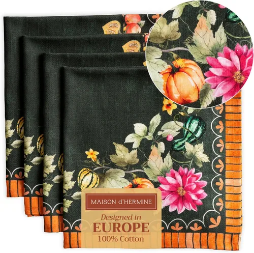 Miniatura 111 de Maison d' Hermine Happy Florals - Juego de 4 servilletas 100% algodón suave y cómodo perfectas para cenas familiares, bodas, fiestas de cóctel, 063