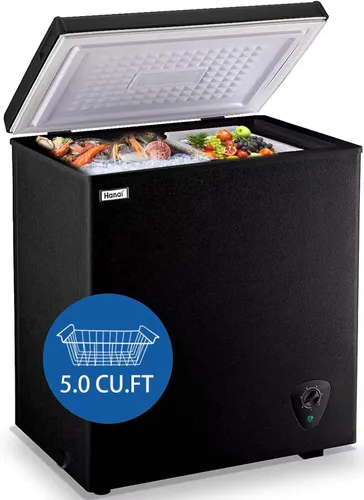 Miniatura 10 de Congelador de cofre compacto de 5.0 pies cúbicos con termostato ajustable, puerta que se abre por arriba con cesta de almacenamiento extraíble
