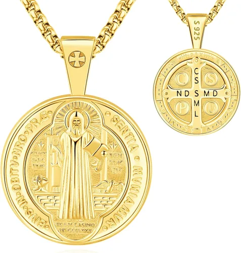 Miniatura 79 de Eusense Saint Necklace Sterling Silver 925 Protection Jewelry for Men Women Patron St Medals Amulet Pendant