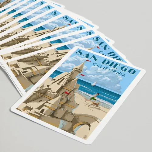 Miniatura 5 de Lantern Press San Diego, California, Castillo de arena (52 cartas de juego, baraja de cartas de tamaño póquer con comodines)