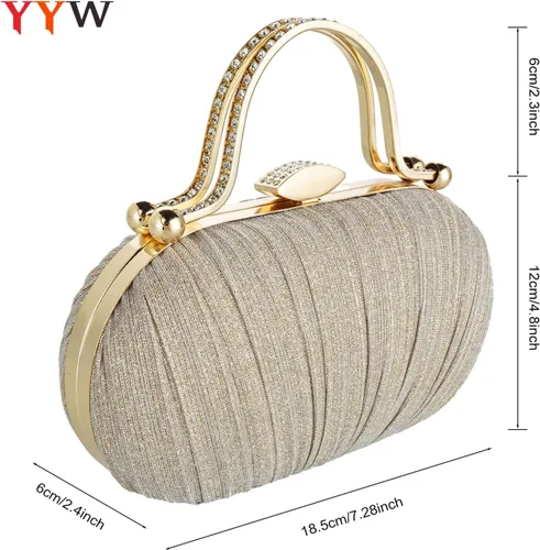 Miniatura 3 de YYW Bolso de noche para mujer, embrague de boda con cadena y bolsos de noche