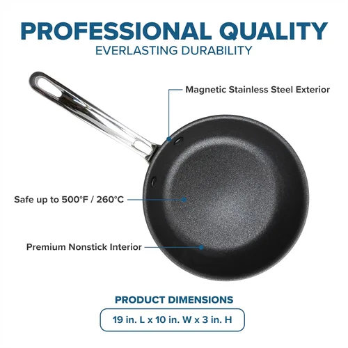 Miniatura 4 de VIKING Culinary Professional - Sartén antiadherente de acero inoxidable de 5 capas, 10 pulgadas, mango ergonómico que se mantiene fresco, apto