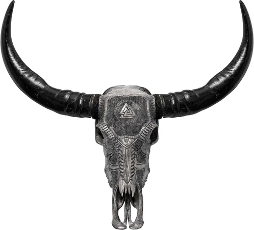 Miniatura 27 de Skull Bliss - Auténtica calavera de búfalo tallada a mano de taxidermia real/Decoración de pared única con calavera de toro real/Decoración genuina