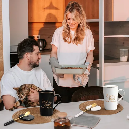 Miniatura 3 de YHRJWN Regalos para mamá y papá, taza para el mejor papá y mamá, regalos de cumpleaños de Navidad para padres de hija, hijo, juego de regalo
