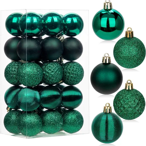 Miniatura 31 de 30 piezas de adornos de bola de árbol de Navidad irrompibles negros para decoración navideña