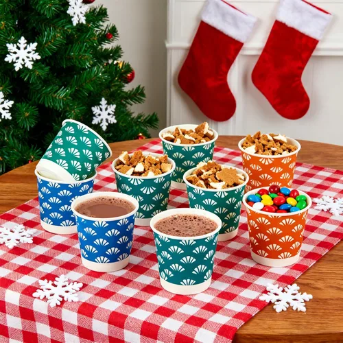 Miniatura 5 de JollyPack Paquete de 600 unidades de tazas de papel desechables para baño de 3 onzas, pequeñas tazas de enjuague bucal en naranja, azul y verde